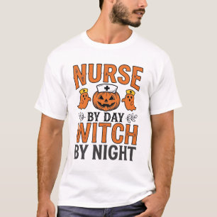 Halloween-Krankenschwester Hexe bei Nacht Vintage- T-Shirt
