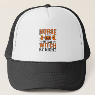 Halloween-Krankenschwester Hexe bei Nacht Vintage- Truckerkappe