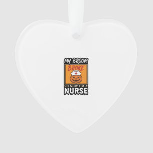 Halloween Krankenschwester Kürbis Besen kaputt Vin Ornament