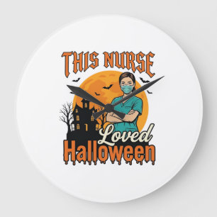 Halloween-Krankenschwester mochte Halloween Vintag Große Wanduhr