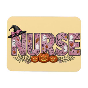 Halloween-Krankenschwester Pink Ribbon Design Magnet