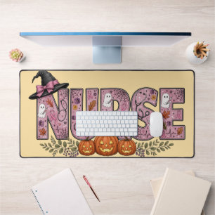 Halloween-Krankenschwester Pink Ribbon Design Schreibtischunterlage