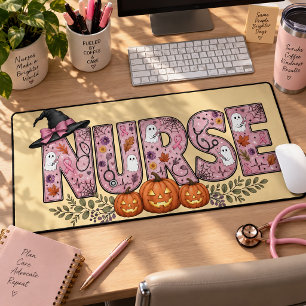 Halloween-Krankenschwester Pink Ribbon Design Schreibtischunterlage