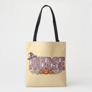 Halloween-Krankenschwester Pink Ribbon Design Tasche
