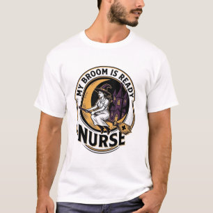 Halloween-Krankenschwester-Shirt Vintage-Hexenbese T-Shirt