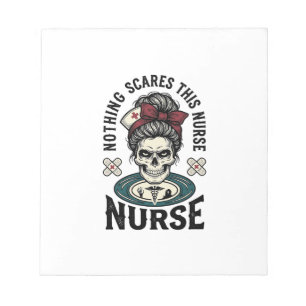 Halloween-Krankenschwester-Shirt Vintage-Totenkopf Notizblock