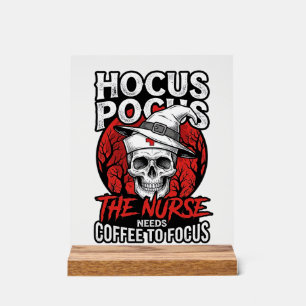 Halloween Krankenschwester Totenkopf Kaffee Fokus Acrylschild