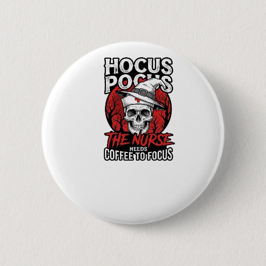 Halloween Krankenschwester Totenkopf Kaffee Fokus  Button (Vorderseite)