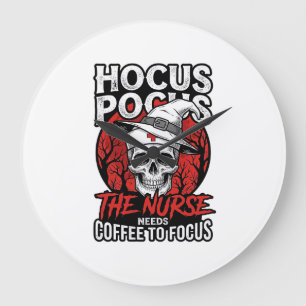 Halloween Krankenschwester Totenkopf Kaffee Fokus  Große Wanduhr