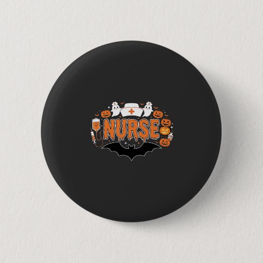 Halloween-Krankenschwester tropfender Kürbis-Geist Button (Vorderseite)