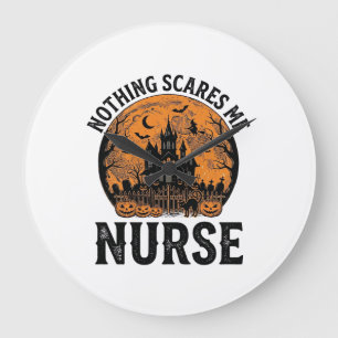 Halloween-Krankenschwester Vintage Gruseliger Mond Große Wanduhr