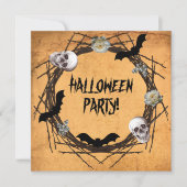 Halloween-Kranz im Grunge-Hintergrund Einladung (Vorderseite)