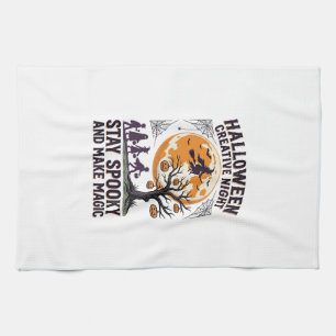Halloween Kreativ-Shirt Vintage Gruseliger Mond Ku Geschirrtuch