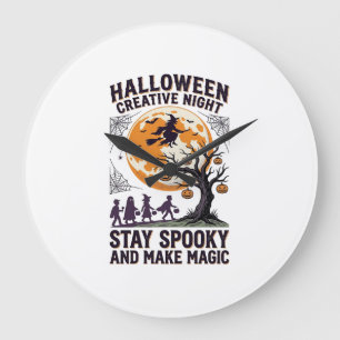 Halloween Kreativ-Shirt Vintage Gruseliger Mond Ku Große Wanduhr