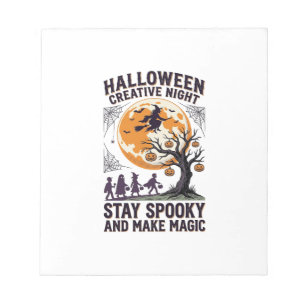 Halloween Kreativ-Shirt Vintage Gruseliger Mond Ku Notizblock