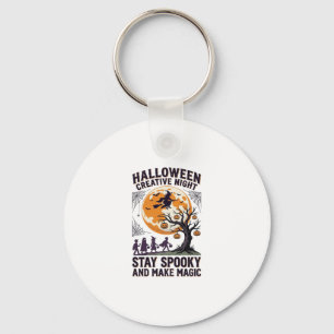 Halloween Kreativ-Shirt Vintage Gruseliger Mond Ku Schlüsselanhänger