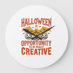 Halloween Kreativer Kürbis Fledermaus Vintage Vekt Große Wanduhr
