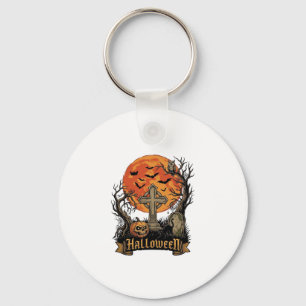 Halloween Kreuz Grabstein Totenkopf Kürbis Schwarz Schlüsselanhänger