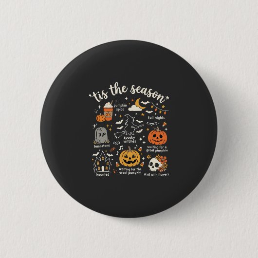 Halloween-Kritzeleien Die Saison Hexen-Design Button (Vorderseite)