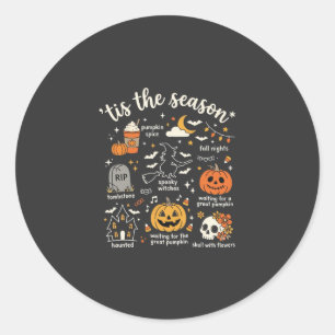 Halloween-Kritzeleien Die Saison Hexen-Design Runder Aufkleber