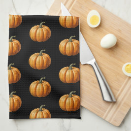 Halloween-Küche mit Vintagem Kürbis Geschirrtuch