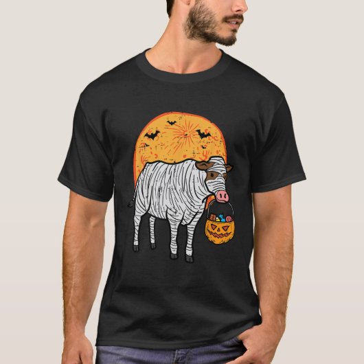 Halloween-Kuh Trick Leckerei Farm Kostümjungen T-Shirt (Vorderseite)