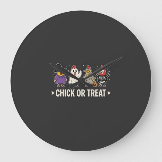 Halloween Küken oder Streich lustiges Hühnerkostüm Große Wanduhr (Vorderseite)