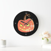 Halloween-Kunst-beängstigende Kürbis-Wand-Uhr Große Wanduhr (Zuhause)