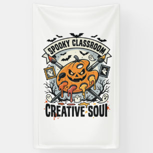Halloween-Kunstlehrer Gruseliger Klassenraum Banner