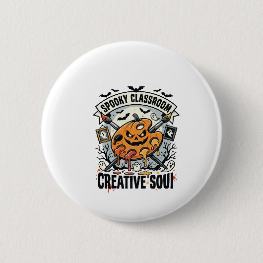 Halloween-Kunstlehrer Gruseliger Klassenraum Button (Vorderseite)