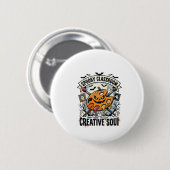 Halloween-Kunstlehrer Gruseliger Klassenraum Button (Vorne & Hinten)