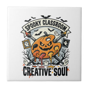 Halloween-Kunstlehrer Gruseliger Klassenraum Fliese