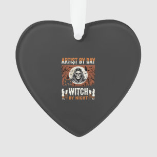 Halloween-Künstler bei Tag, Hexe bei Nacht Design Ornament