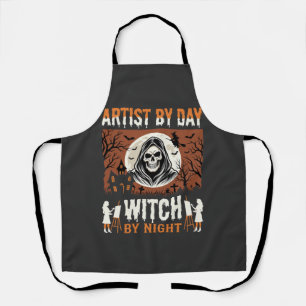 Halloween-Künstler bei Tag, Hexe bei Nacht-Design Schürze