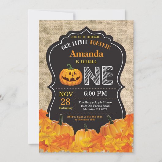 Halloween-Kürbis-1. Einladung (Vorderseite)