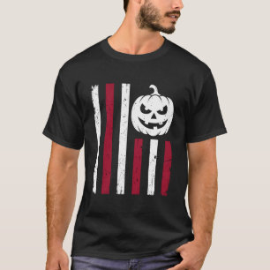 Halloween-Kürbis-Amerikanische-Flagge-Distressed T-Shirt