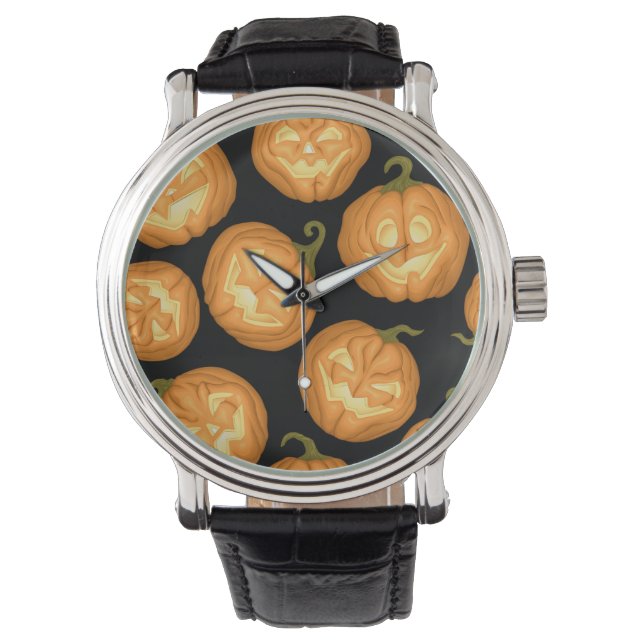 Halloween-Kürbis Armbanduhr (Vorderseite)