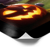 Halloween-Kürbis auf einen Kopfstein Poster (Ecke)