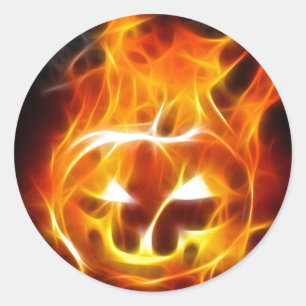 Halloween-Kürbis auf Feuer Runder Aufkleber