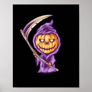 Halloween-Kürbis-Böse-Illustration Poster