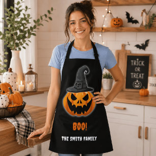 Halloween-Kürbis „BUH!“ – Personalisierter Name Schürze