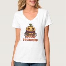 Halloween-Kürbis-Burger-Frau T-Shirt