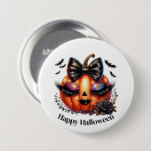 Halloween-Kürbis Button (Vorne & Hinten)