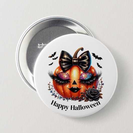 Halloween-Kürbis Button (Vorne & Hinten)