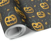 Halloween Kürbis Cartoon dunkler Kontrast Geschenkpapier (Rolleneckpunkt)