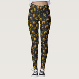 Halloween Kürbis Cartoon dunkler Kontrast Leggings