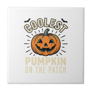 Halloween-Kürbis Coolster Auf Dem Beet Vintage_1 Fliese
