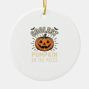 Halloween-Kürbis Coolster Auf Dem Beet Vintage_1 Keramik Ornament