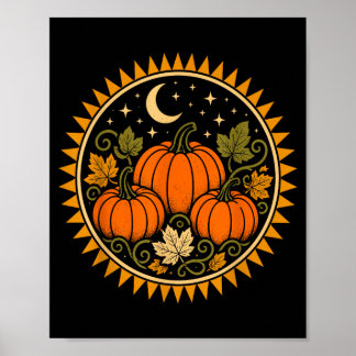 Halloween-Kürbis-Cottagecore-Retro-Vintage Poster