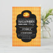 Halloween-Kürbis, der Party Einladung schnitzt (Stehend Vorderseite)